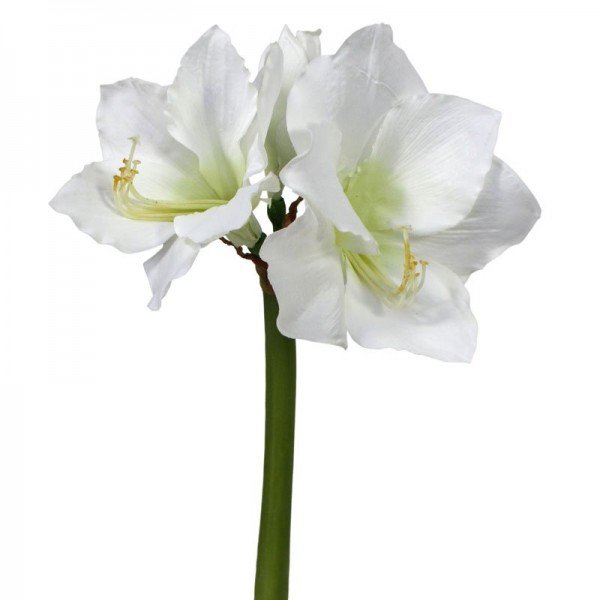 Deze idyllische Amaryllis kunstbloem spreekt werkelijk tot de verbeelding. De steelbloem is opgebouwd uit een enkele dikke steel met daarop 3 grote zijden Amaryllis bloemen