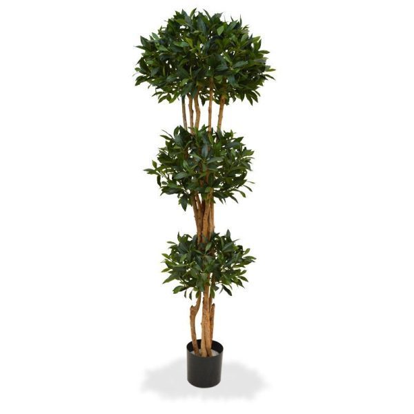 Schitterende Laurierboom deluxe met 3 aparte lagen! De kunstboom is opgebouwd uit 5 stammen van echt hout