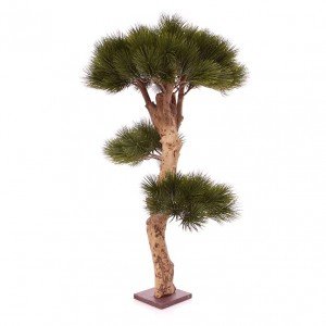Deze Pinus Bonsai kunstboom ziet er natuurgetrouw uit en de naaldtakken voelen ook nog eens heel echt. De betekenis van het Japanse Bonsai is: boom in pot. Een Bonsai boom is eigenlijk een miniversie van een grote boom in de natuur