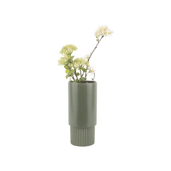 Plantenpot Ribbed High 26x 12 cm vergrijsde jade 3