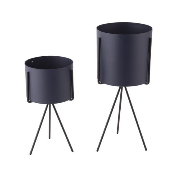 5x 12 Plantenpot Set Pedestal 295x 125 cm donkerblauw 1