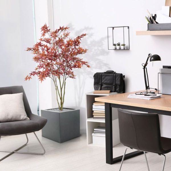 Acer-kunstboom-120-cm-burgundy-4 waardoor u deze direct in een sierpot of bak kunt plaatsen. De afgebeelde potten zijn eventueel direct tegen meerprijs mee te bestellen .
