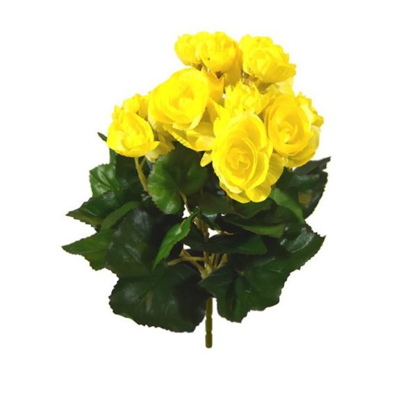 Begonia kunstboeket 20 cm geel 3