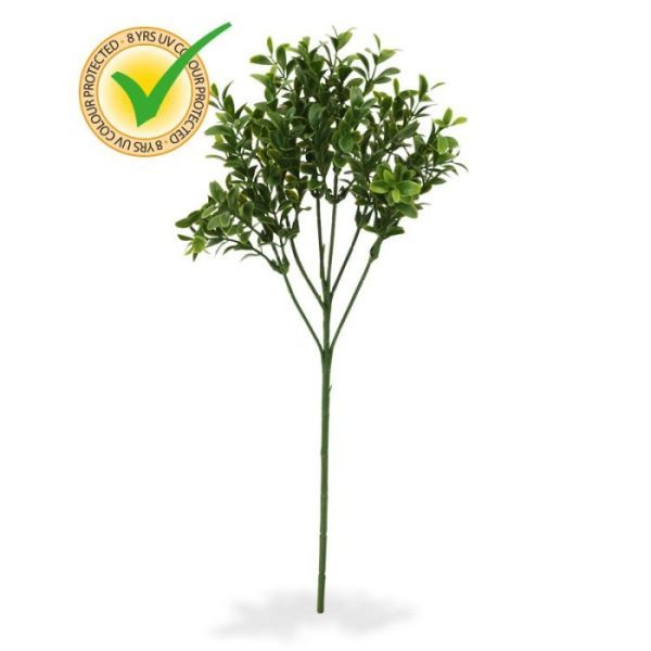 Deze UV bestendige Buxus kunsttak dient als basis product voor vele mogelijkheden en uitvoeringen. Standaard wordt deze kunsttak geleverd als steker