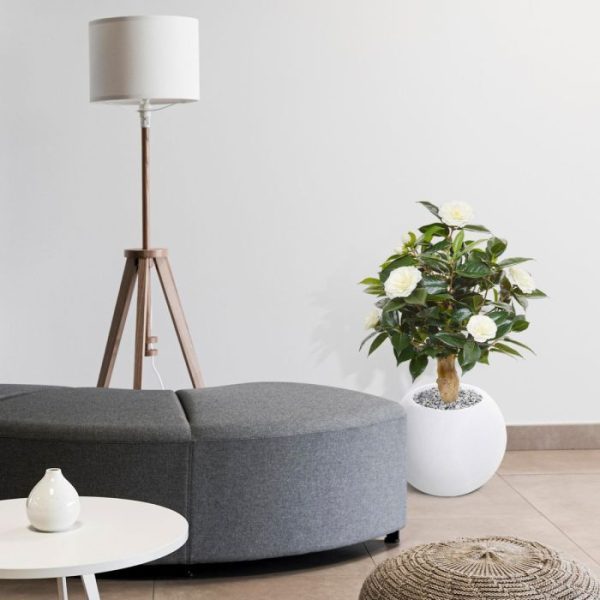 Camelia kunstplant 60 cm op voet creme 5