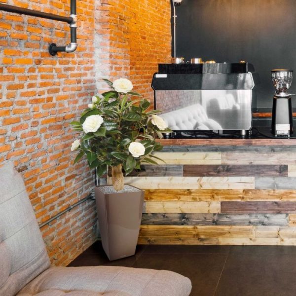 Camelia kunstplant 60 cm op voet creme 9