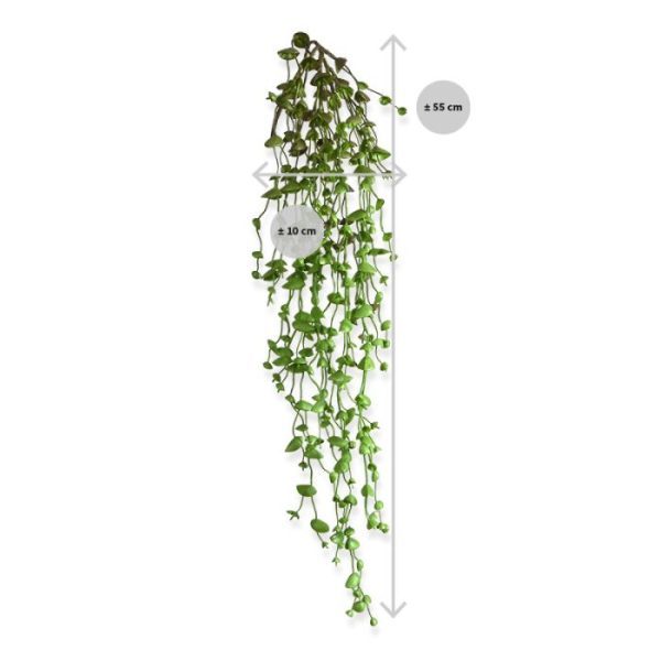 Deze mooie kunst erwten hanger in groene kleur is weer een fraaie aanvulling op ons assortiment. Anders dan bij de Senecio erwtenplant zijn de blaadjes niet opgerold tot bolletjes