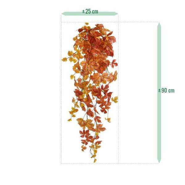 Oranje boven met deze prachtige Kunst herfst Maple hanger van 90 cm. Haal de herfst maar in huis met deze fantastische Esdoorn kunsthangplant in herfstachtige kleuren. Mag hij op een plekje boven op uw kast in de woonkamer