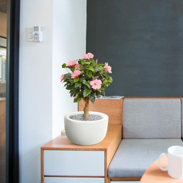 Hibiscus-kunstplant-65-cm-op-voet-cerise-5 Hibiscus kunstplant 65 cm op voet cerise 5