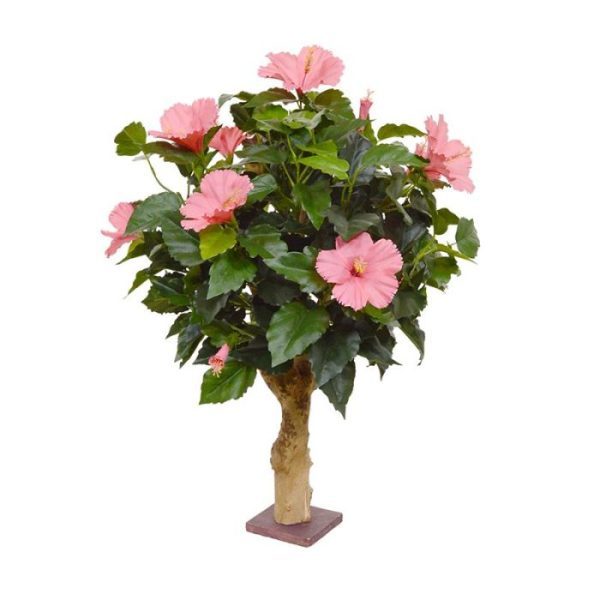 Hibiscus-kunstplant-65-cm-op-voet-cerise-6 Hibiscus kunstplant 65 cm op voet cerise 6