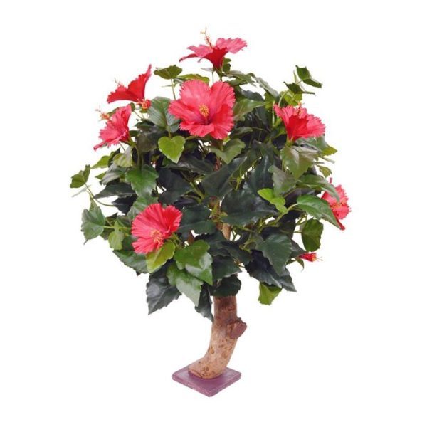 Hibiscus-kunstplant-65-cm-op-voet-rood-6 Hibiscus kunstplant 65 cm op voet rood 6