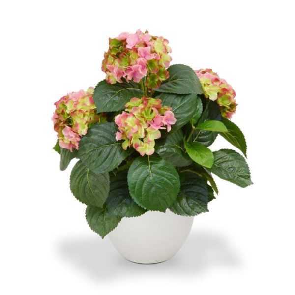 Hortensia Deluxe kunstplant 45 cm roze Deze schitterende zijden Hortensia is net echt! De kunstplant is opgebouwd uit diverse takken en zijtakken en heeft 5 grote