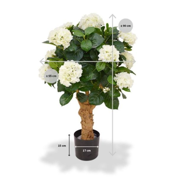 Hortensia Deluxe kunstplant op stam 90 cm creme 6