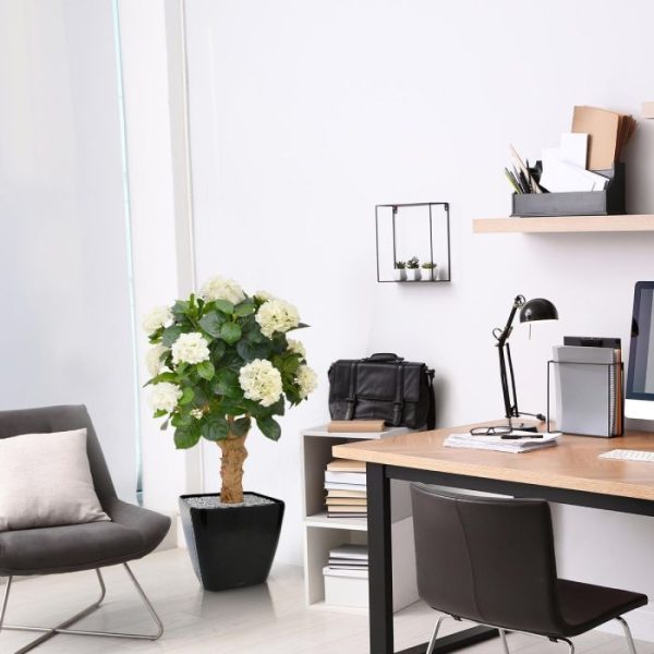 Hortensia Deluxe kunstplant op stam 90 cm creme 8