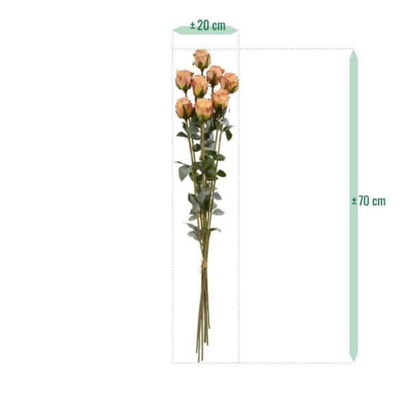 deze prachtige bundel met kunst rozentakken in vrolijke oranje kleur leent zich hier uitstekend voor. Perfect om evenementen en ruimtes snel en sfeervol aan te kleden en van een nostalgische uitstraling te voorzien. Waar laat u deze volle bos in volle glorie schitteren?