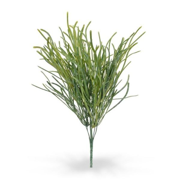 Wat een feest zal dat worden met dit nauwelijks van echt te onderscheiden Zeegras (Zostera) boeket. Net alsof we 'm speciaal voor u uit de onderwaterwereld hebben gehaald. Dit leuke kunstzeegras boeket zal voor veel bewonderaars zorgen. Laat ze die eigenwijze springerige sprieten met hun zilvergrijze laag maar eens zien. Het kunst Zeegras heeft zeven takken die zich op hun beurt ook weer vertakken. De slierten variëren in kleur en hebben ook een vergrijsde laag voor een levensecht effect. U zou dit boeket met meerderen kunnen opsteken voor een vol effect of met andere soorten kunnen combineren in een arrangement of groene wand. De lengte van dit boeket is ongeveer 40 cm en de breedte bedraagt circa 25 cm.