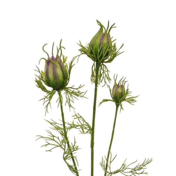 Nigella knop kunsttak 55 cm groen paars 4