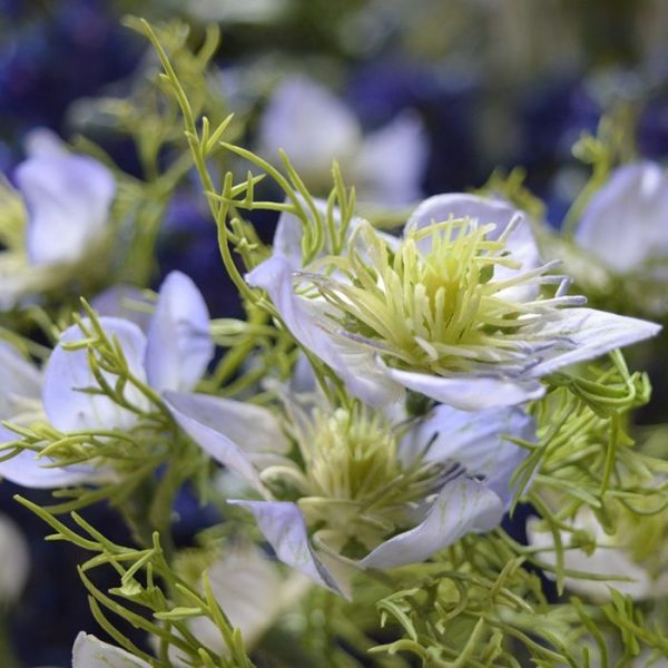Kunst steelbloemen Nigella kunsttak 55 cm blauw 2