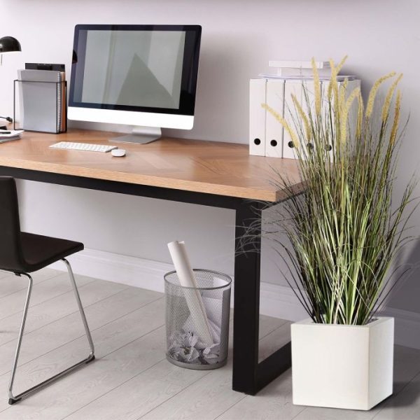 Pennisetum-kunstgrasplant-105-cm-4 volst. Wat een prachtige verschijning is deze luxe en uitbundige Pennisetum kunst grasplant van 105 cm hoogte in pot. Een geweldige blikvanger voor uw kantoor