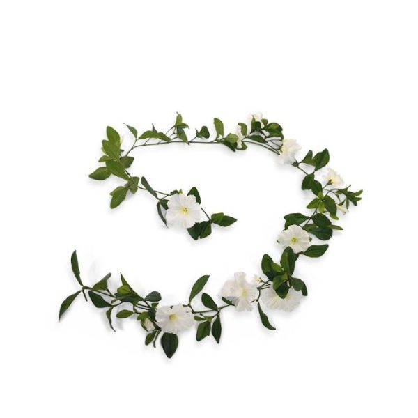 Petunia-Guirlande-Deluxe-180-cm-creme-3 welke vaak wordt gebruikt in restaurants en catering industrie.   De lengte van de natuurgetrouw nagemaakte Petunia slinger is ongeveer 180 cm