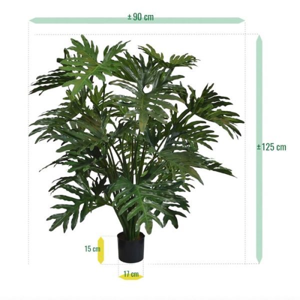 Philo-Selloum-XL-kunstplant-125-cm-3 gemaakt van de hoogste kwaliteit volkunstof en kunstzijden materialen en bij uitstek geschikt is voor een krachtige