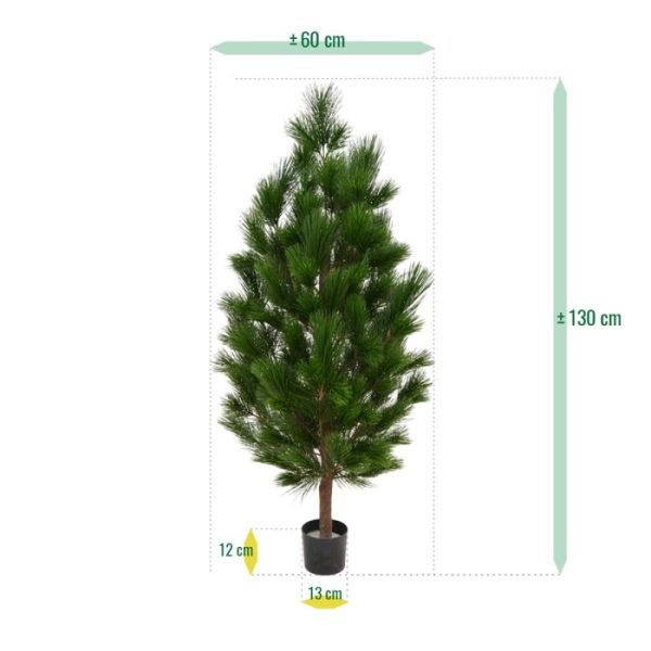 Pinus-Deluxe-XL-130-cm-UV-Proof-5 zodat deze eenvoudig in een luxe overpot kan worden gezet. Dit model is tevens leverbaar in een hoogte van 160 cm. Omdat de UV-protector enkel in de grondstof van de kunststof delen is verwerkt
