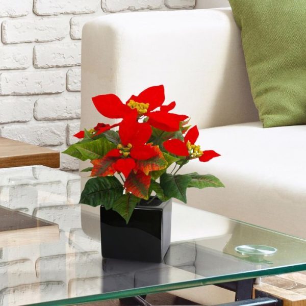 Poinsettia-kunstboeket-25-cm-rood-8 Poinsettia kunstboeket 25 cm rood 8