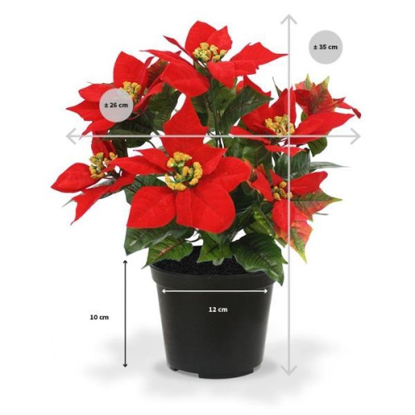 Poinsettia kunstplant 40 cm rood in pot De Poinsettia - ook wel Kerstster genoemd - is een mooie en bijzondere kunstplant
