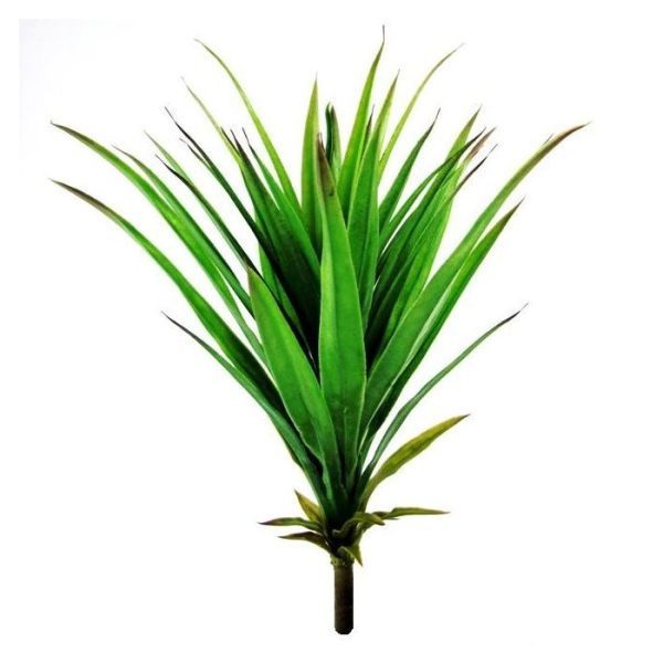 Groene kunstplanten of met meerdere in een luxe schaal. De hoogte van het Yucca is ±50cm (inclusief steel) en deze kwalitatieve kunstplant heeft een diameter van ±30cm. Standaard wordt de plant geleverd als los boeket
