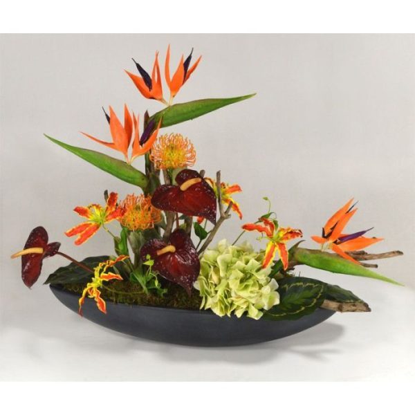 Anthurium kunstplant M 55 cm burgundy Deze schitterende kunst Anthurium steelbloem is net echt! De stengelbloem is opgebouwd uit een enkele steel met daarop de  Anthurium kunstbloem met een hartvormig blad van 14 cm lang en 10 cm breed. Het blad is gemaakt van een speciale latex soort