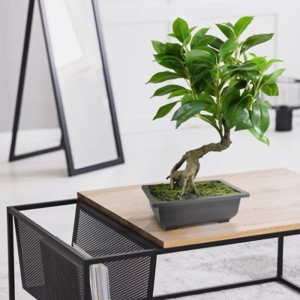 Groene kunstplanten Ficus kunst Bonsai in schaal 50 cm 2