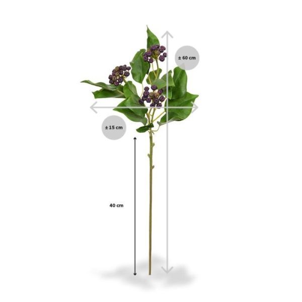 De Japanse Hulsttak is van oorsprong een Oosterse plant en vinden we tegenwoordig ook steeds vaker als decoratie in boeketten. Onze kunst Hulst tak is zeer gedetailleerd nagemaakt met 3 trossen