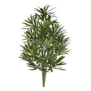 bewezen en exclusief ontwikkelde UV-protector. Hierdoor is het Podocarpus kunstboeket gegarandeerd 8 jaar lang beschermd tegen verkleuren in de zon. Deze kunst Podocarpus in boeketvorm meet ongeveer 20 cm in de breedte en 40 cm in de lengte en is voorzien van handige steker aan de achterkant waardoor deze gemakkelijk te verwerken is.