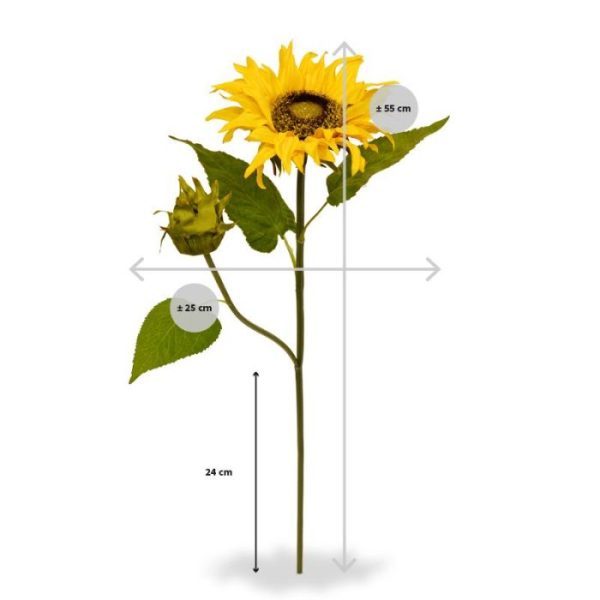Deze bijzonder fraaie Zonnebloem Kunsttak Deluxe 55 cm behoeft verder geen uitleg. Door zijn vele